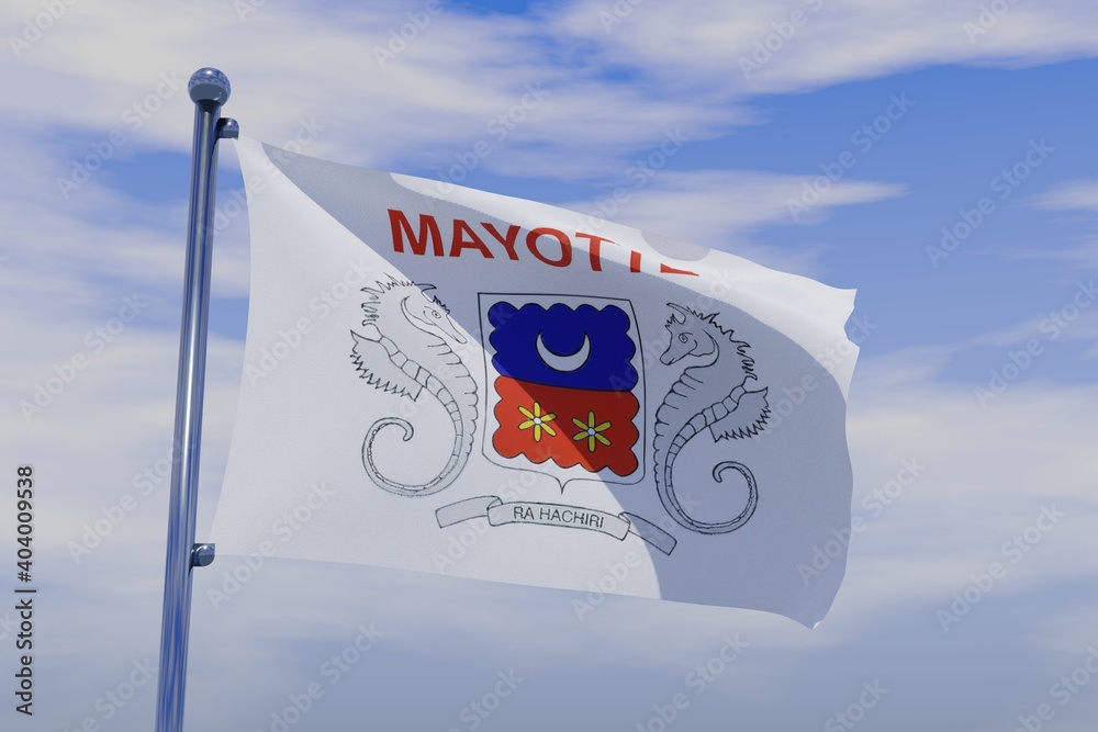 Mayotte Flag Map Ribbon And Heart Icons Vector Illustration