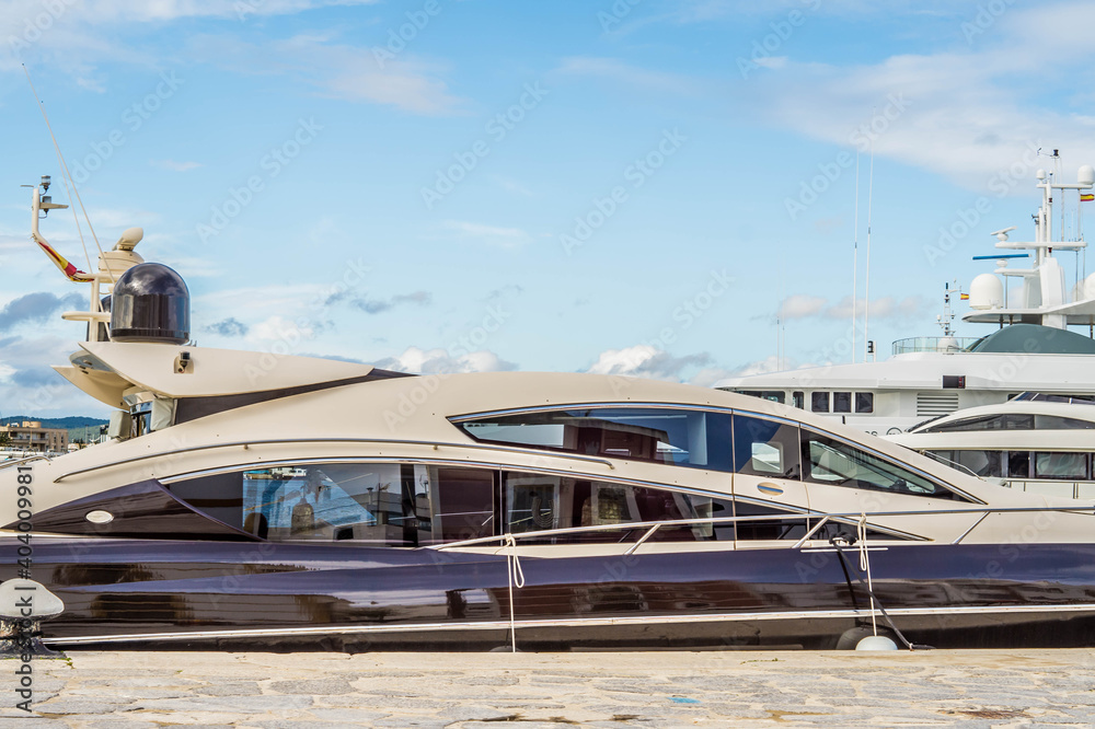 Fototapeta premium Luxury yacht in Eivissa, Ibiza, 2018