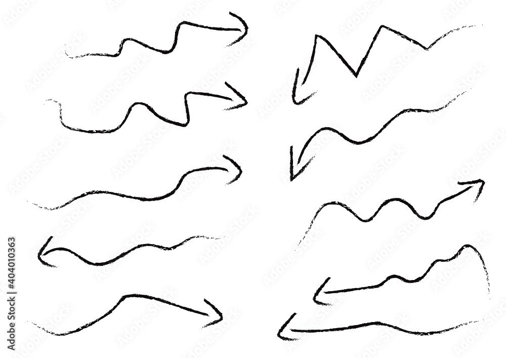 Abstract simple arrow vectors. Simple arrow icons. Doodle writing design. Geometric arrows. Hand drawings. Presentation arrows. up and down. Graph arrows
