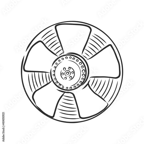 electrical fan is working vector cartoon, illustration isolated on white background. hand drawn, sketch