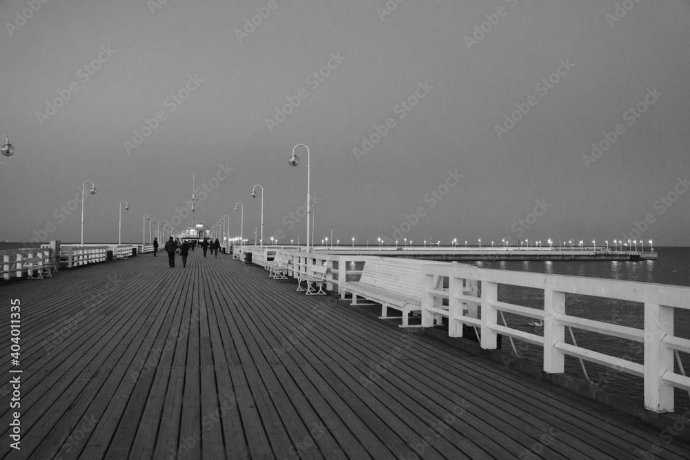 Sopot pier, molo in Sopot, the longest wooden pier, baltic sea