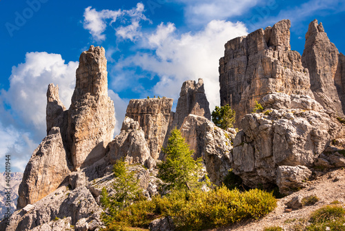 Panoramic view to Dolomite mountains in Italy, beautiful mountain landcape © Maresol