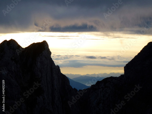Sunset at Hackenkopfe mountains  Tyrol  Austria