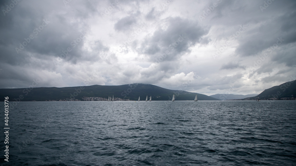 Montenegro - Sailing yachts in Kotor Bay Montenegro - Sailing yachts in Kotor Bay