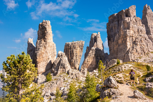 Panoramic view to Dolomite mountains in Italy, beautiful mountain landcape