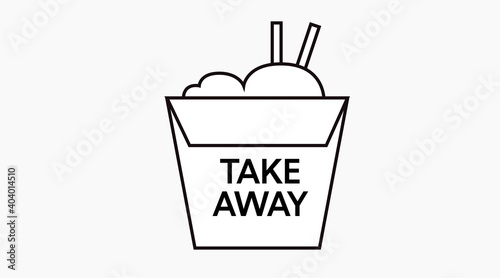 Vector Isolated Illustration of a Black and White Take Away Asian Food Box. Take Away Icon 