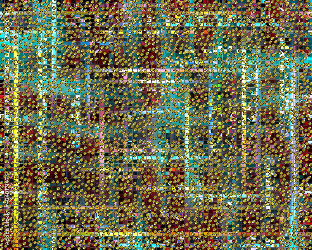 Green blue and yellow mosaic, wool texture, forms Green blue and yellow mosaic, wool texture, forms