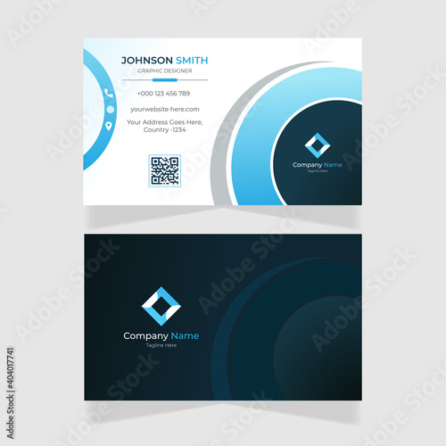 Blue wave business card with vector design