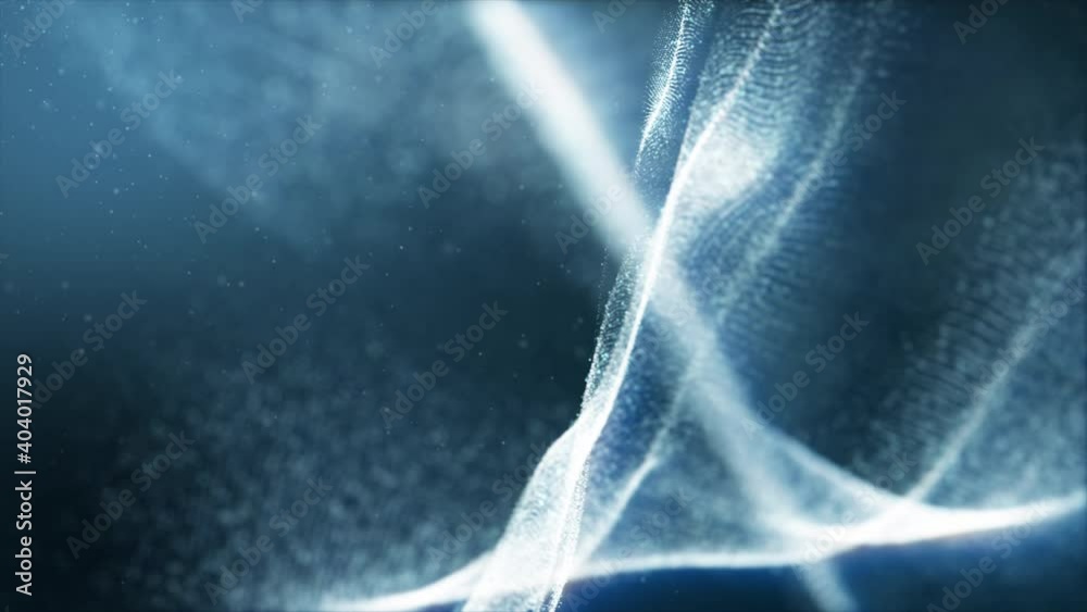 Futuristic digitally generated motion abstract particles matrix cyber environment of big data analytic artificial intelligent simulation, loop video for digital background