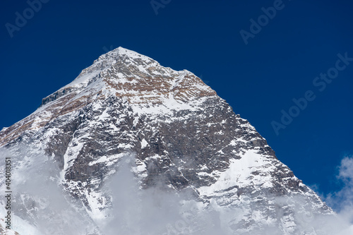 Everest mountain peak, highest peak in the world view from Kalapattar view point, Himalayas mountain, Nepal photo