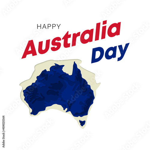 Happy Australia republic day. Typographic poster paper cut style. Lettering greeting card. National banner poster. Multilayer paper cut applique Australian. Republic day celebration paper art style