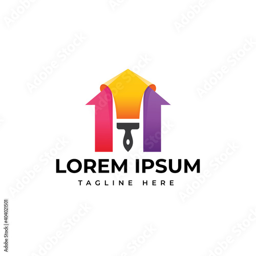 Paint house colorful logo design vector