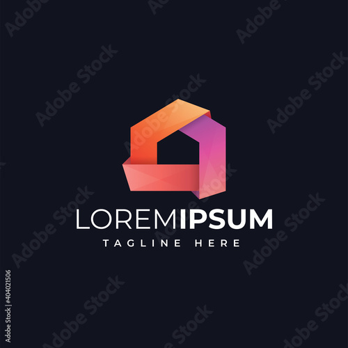 Modern house colorful logo vector template