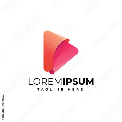 Colorful media play logo design vector