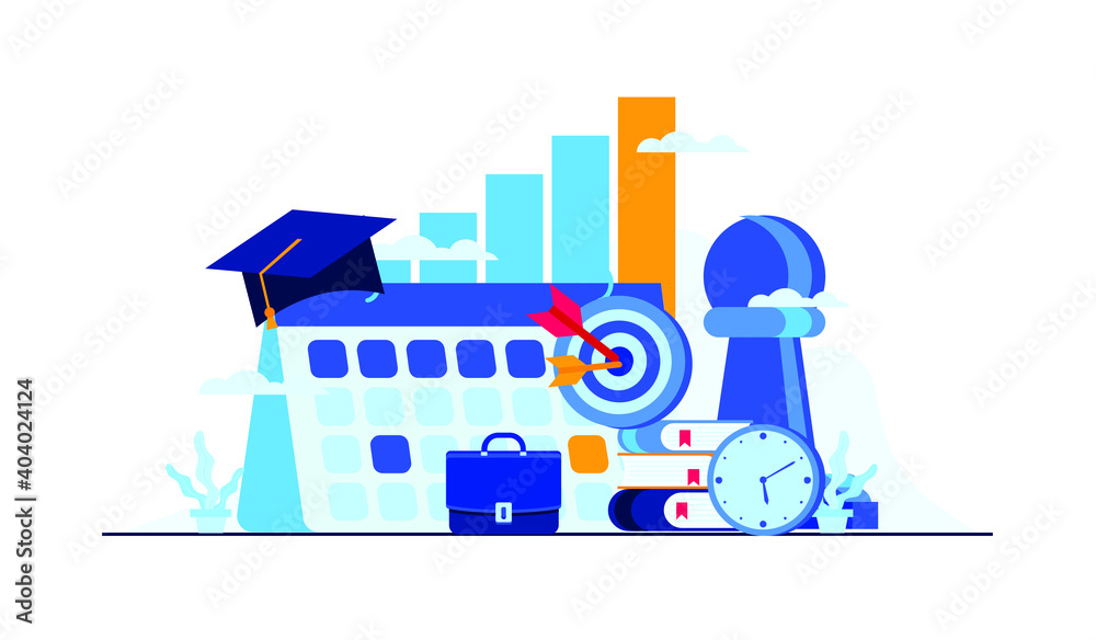 business management education flat illustration