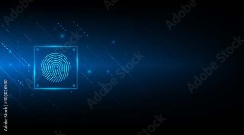 Fototapeta Naklejka Na Ścianę i Meble -  vector abstract security system concept with fingerprint on technology background.