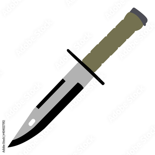 Hunter or combat knife on white backdrop