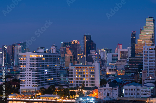 Bangkok city scape at night with down town business district. © newroadboy