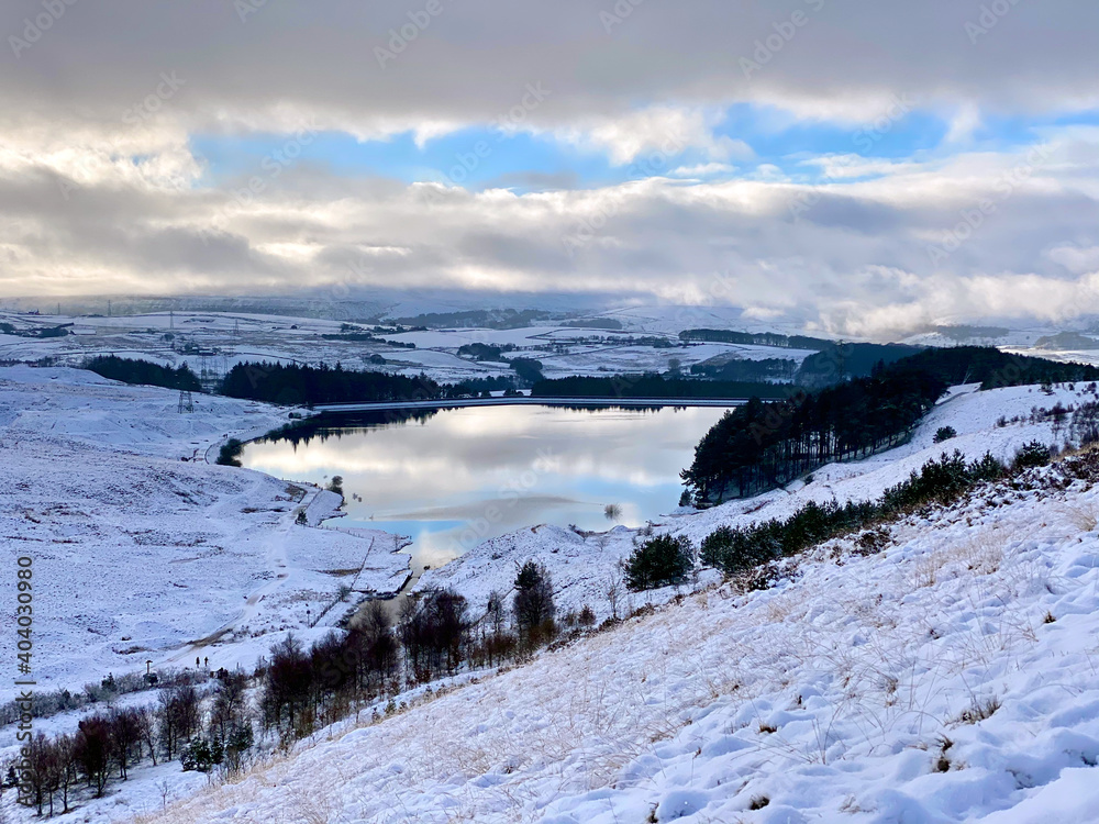 Hurstwood Reservoir in winter