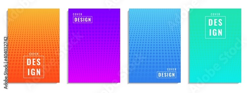 Minimal cover design. Colorful halftone dot shape. Future geometric pattern. Suitable for posters, banners, flyers, etc. Vector Illustration