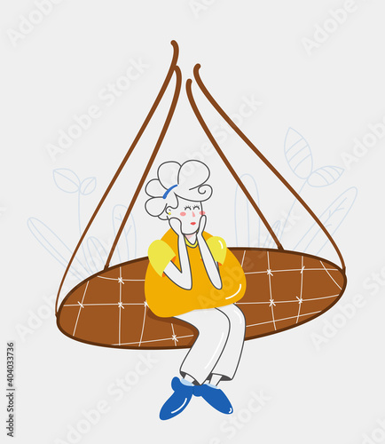 girl sitting on a swing and think about pleasant experiences