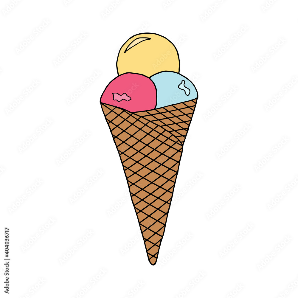 Hand drawn Ice cream food isolated on white background. Ice cream Vector illustration in doodle style. Freehand drawing Hand drawn Ice cream food isolated on white background. Ice cream Vector illustration in doodle style. Freehand drawing