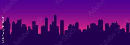 Futuristic sunset cityscape silhouette