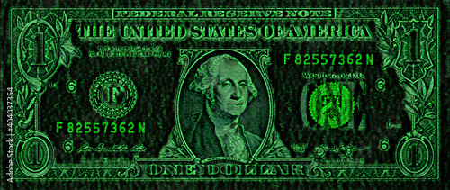 1 U.S. dollar with green glitter backgroundfor design purpose photo