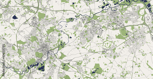 map of the city of Wakefield, England, UK