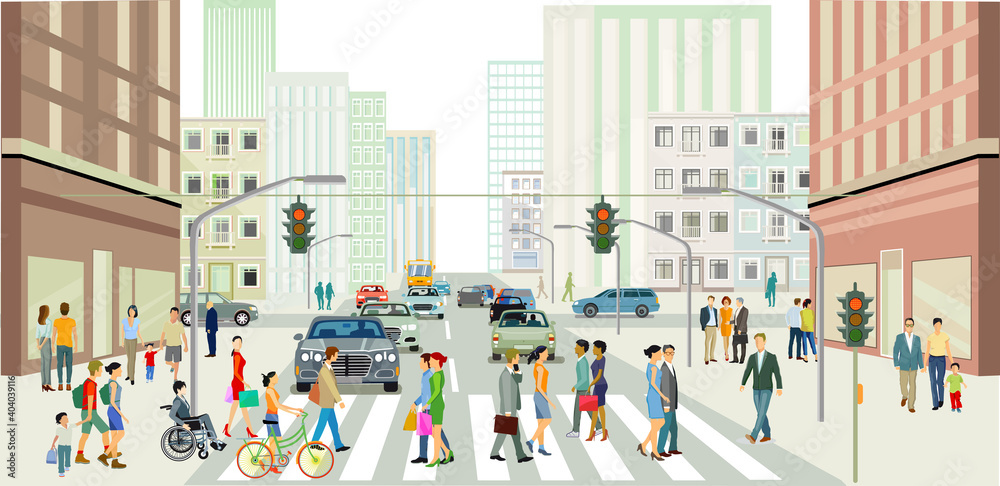 Straßen vor einer Großstadt illustration - obrazy, fototapety, plakaty 