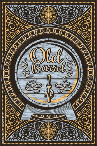 Old barrel  - ornate vintage decorative label