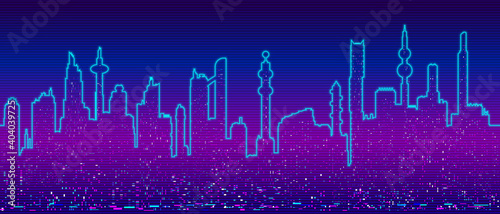 Background with cyberpunk cityscape