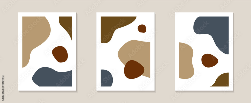 Set of minimal posters with abstract shapes, Geometric abstract background, Scandinavian art prints with earth tones color ideal for living room, bedroom, office, wall decoration