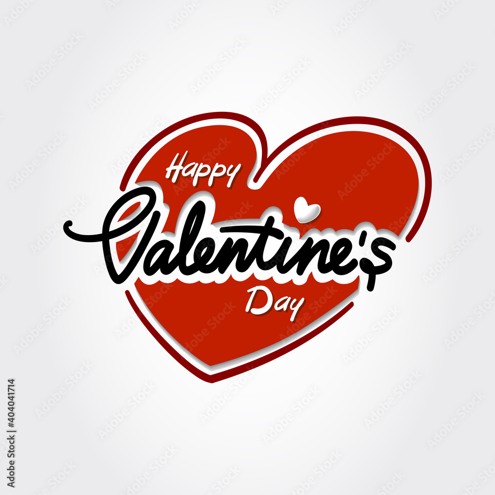 Happy Valentine Day Hand Lettering Style Vector Illustration. 
