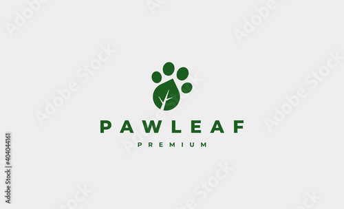 paw leaf foot print logo Design Vector illustration