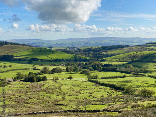 Panorama of Barley Village from Pendle Hill  photo