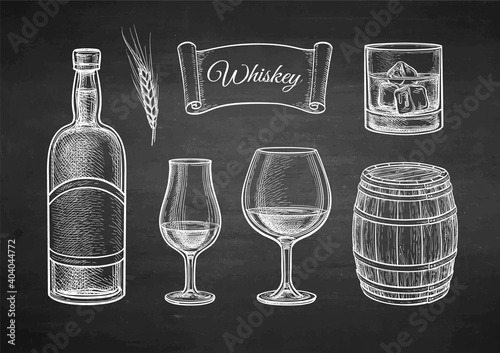 Chalk sketch of whiskey.