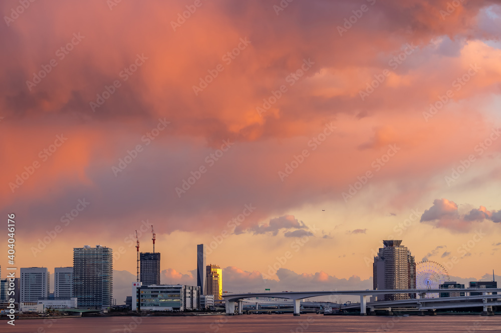 東京都港区竹芝から見た東京湾の夕景 東京都港区竹芝から見た東京湾の夕景