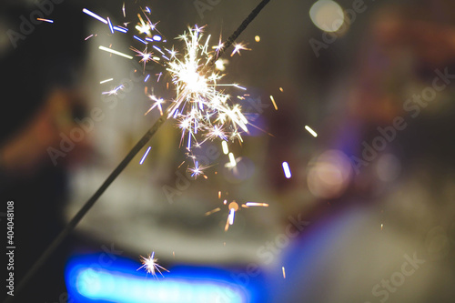 Beautiful sparker with bokeh: 'Happy new year!' concept