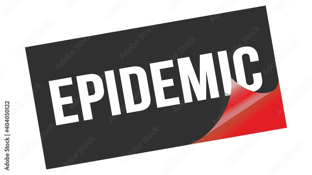 EPIDEMIC text on black red sticker stamp.