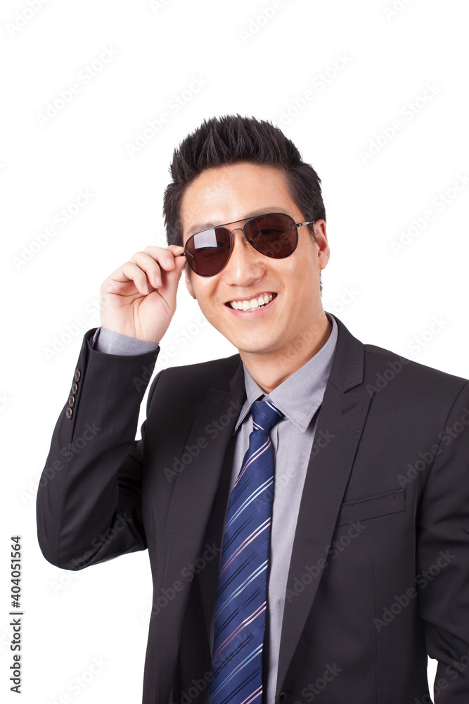A happy young Business man with sunglasses A happy young Business man with sunglasses