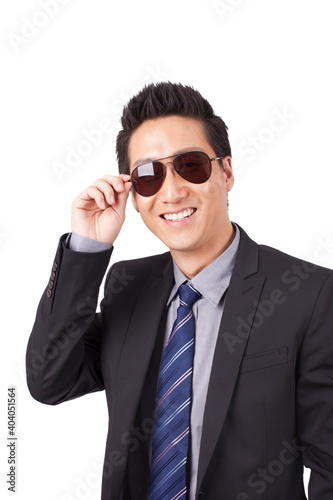 A happy young Business man with sunglasses 