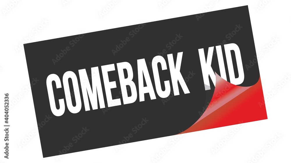 COMEBACK KID text on black red sticker stamp. COMEBACK KID text on black red sticker stamp.
