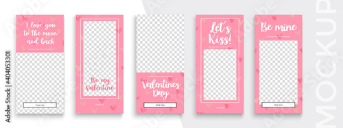Editable Valentines Day stories vector template for social media