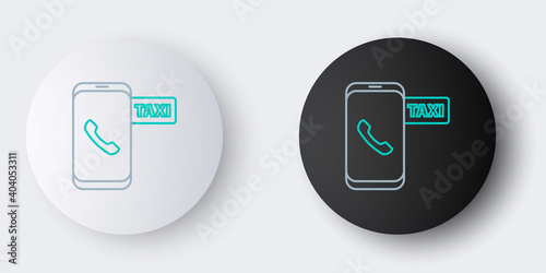 Line Taxi call telephone service icon isolated on grey background. Taxi for smartphone. Colorful outline concept. Vector.