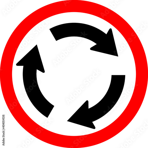 Round traffic sign, Roundabout. Vehicles go to the left - also give way to vehicles from the right. Free Download Round traffic sign, Roundabout. Vehicles go to the left - also give way to vehicles from the right. - GFXLoad