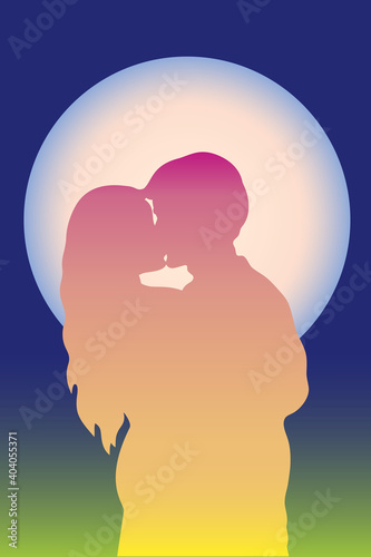 Lovers under the moon for valentine's day