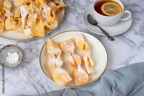 Faworki, Chrusty, Angel Wings - traditional Polish pastries served during Carnival photo