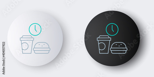 Line Fast food time icon isolated on grey background. Colorful outline concept. Vector.
