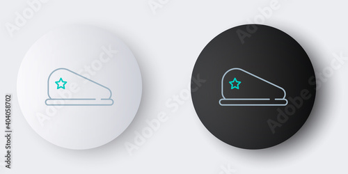 Line Military beret icon isolated on grey background. Soldiers cap. Army hat. War baret. Colorful outline concept. Vector.